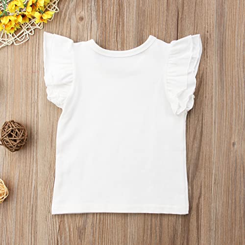 Infant Toddler Baby Girl Top Basic Plain Ruffle T-Shirt Blouse Casual Clothes (2-3 Years, White) #TOP3