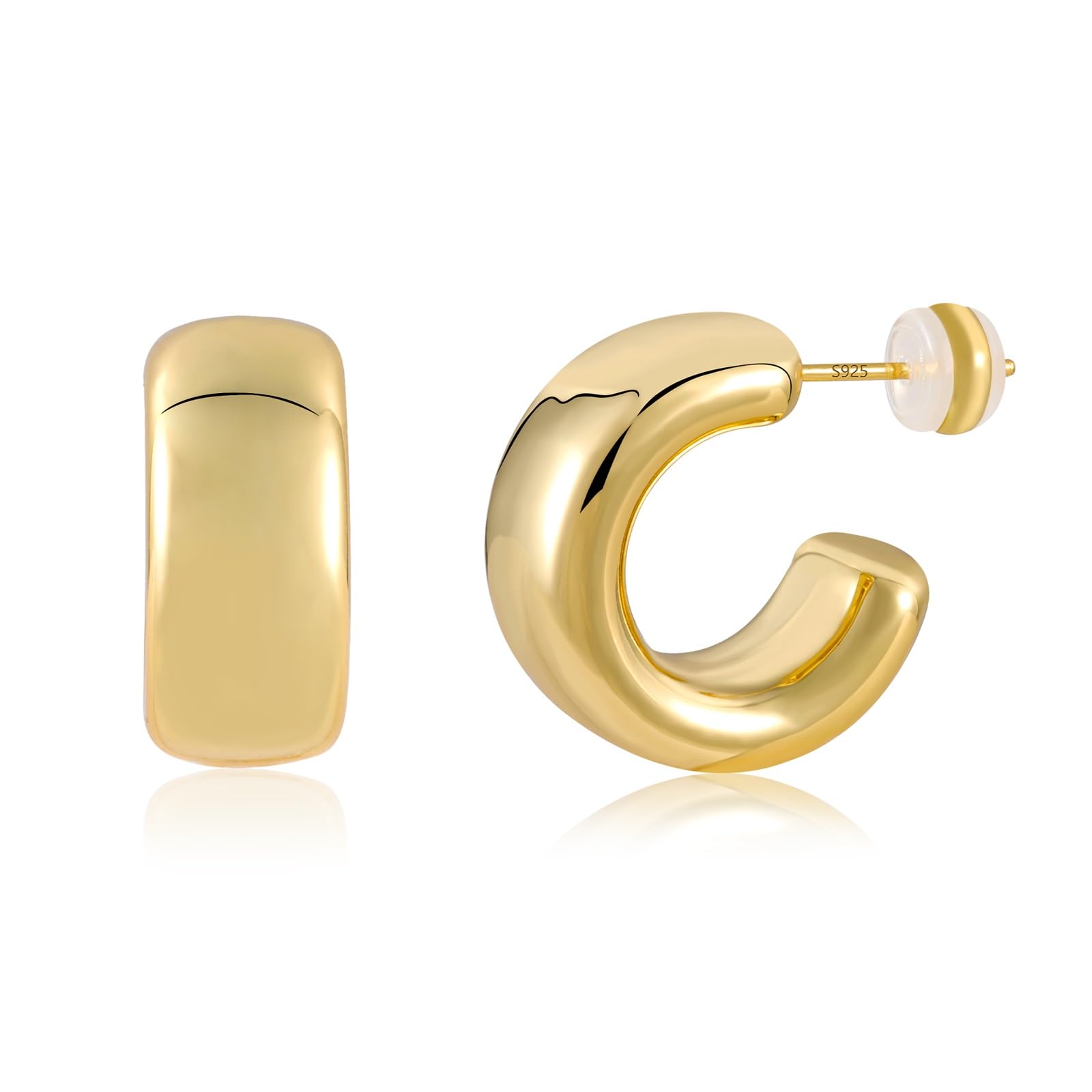ALEXCRAFTPendientes Aros Gota Acero Inoxidable 18K Oro Chapado Lagrima Dupes Teardrop Earring