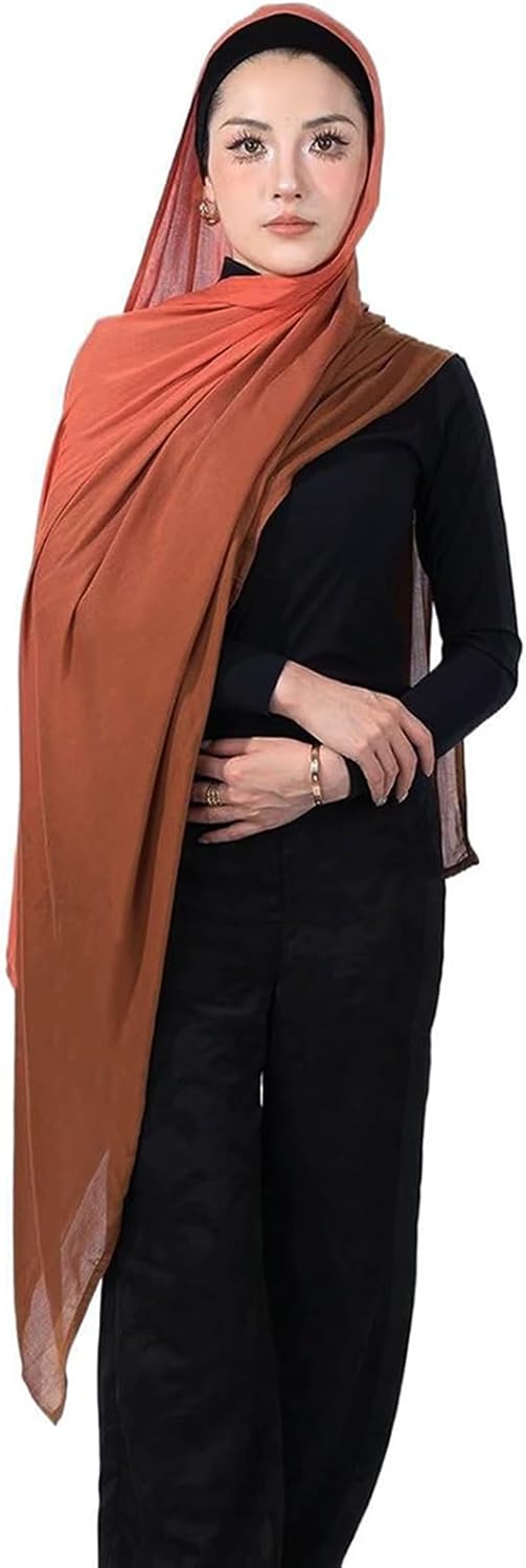 Special Ombre Modal Cotton Hijab Scarf for Women, Graceful Gradient Muslim Head Scarfs - Image 2
