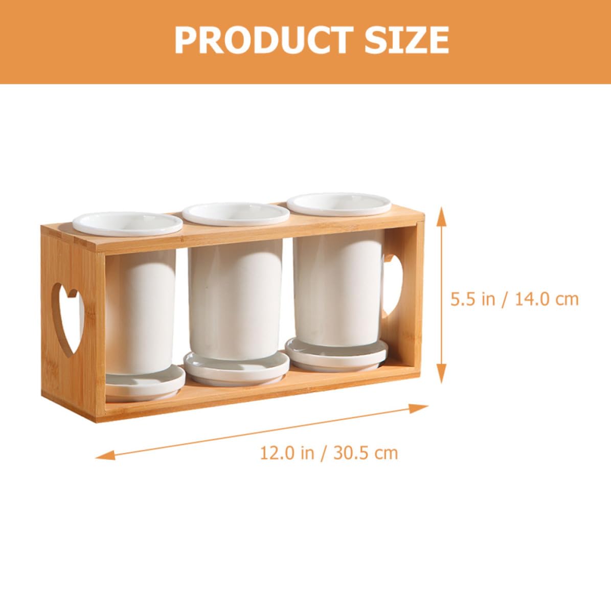 HEMOTON Organisateur de Couverts Design Délicat et Fonctionnel en Céramique Support en Bois, 3 Compartiments Égouttoir, Résistant Cuisine