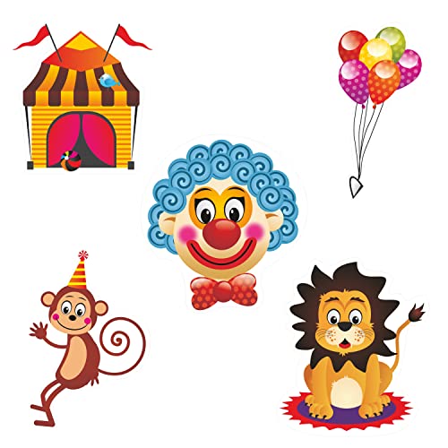 Image of Pretty UR Party Circus Theme Paper Cutouts for Birthday Parties, Carnival Party Supplies decor, Circus Birthday Party Decoration, Cutouts for Classroom, Bedroom, Bulletin Board - (10 pcs)