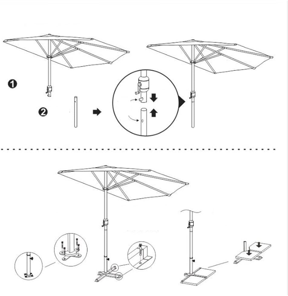 3M/10Ft Patio Umbrella Half Round Outdoor Umbrella with Crank for Wall Balcony Door Window Sun Shade, Parasol for Garden,Balcony Or Terrace Shade,