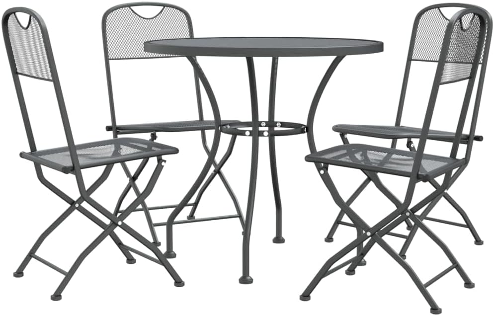 vidaXL Patio Dining Set 5 Piece Garden Dining Set with Patio Table and Chairs Outdoor Dining Set Folding Chair Expanded Metal Mesh Anthracite