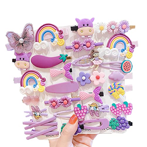 28Pcs Girls Hair Clips, Hair Accessories for Girls, Candy-colored Kid's Hair Accessories, Cute Toddler Hairpin for Kids Girls Toddler Barrettes (Purple)