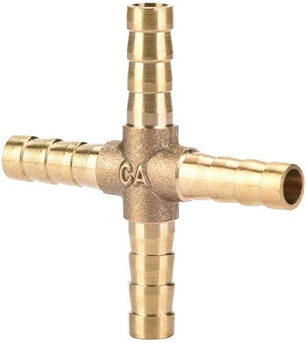 Miniatura 7 de 5 piezas de conexión cruzada de latón, manguera de latón de 4 vías, conector de montaje cruzado, junta de cobre, adaptador de púas de empalme, unión