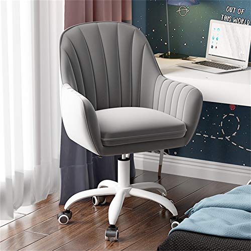 Chaise de bureau pivotante en velours blanc et vert réglable à roulette