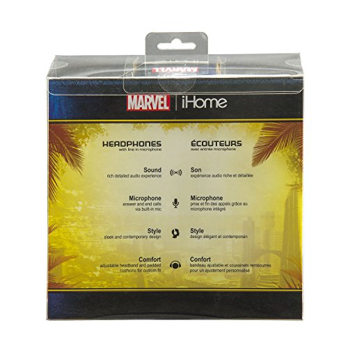 Marvel Over The Ear Wired Headphones With Built In Microphone Quality Sound From The Makers Of Ihome (Black Panther) #TOP4