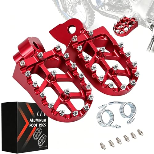 Image of JFG RACING Dirt Bike Foot Pegs,CNC Foot Pegs Rest Pedal Footpegs for YZ65 18-23 /YZ85 02-23 / YZ125 97-23 /YZ250 98-23 /YZ250F WR250F 01-23 /YZ450F WR450F 03-23 /YZ125X 17-23 /YZ250X YZ250FX YZ450FX-Red