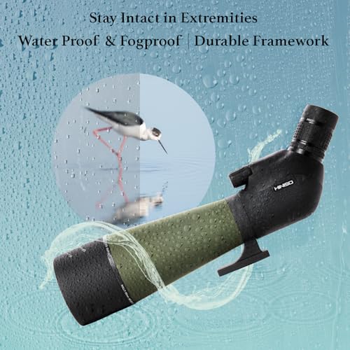 Image of HINISO Spotting Scope 20-60x80 HD with Single Focus,Phone Holder,Tripod Stand & Carry Bag BAK4 Prism, Fog & Waterproof High Power Telescope for Long Distance, Bird Watching, Stargazing,Target Shooting