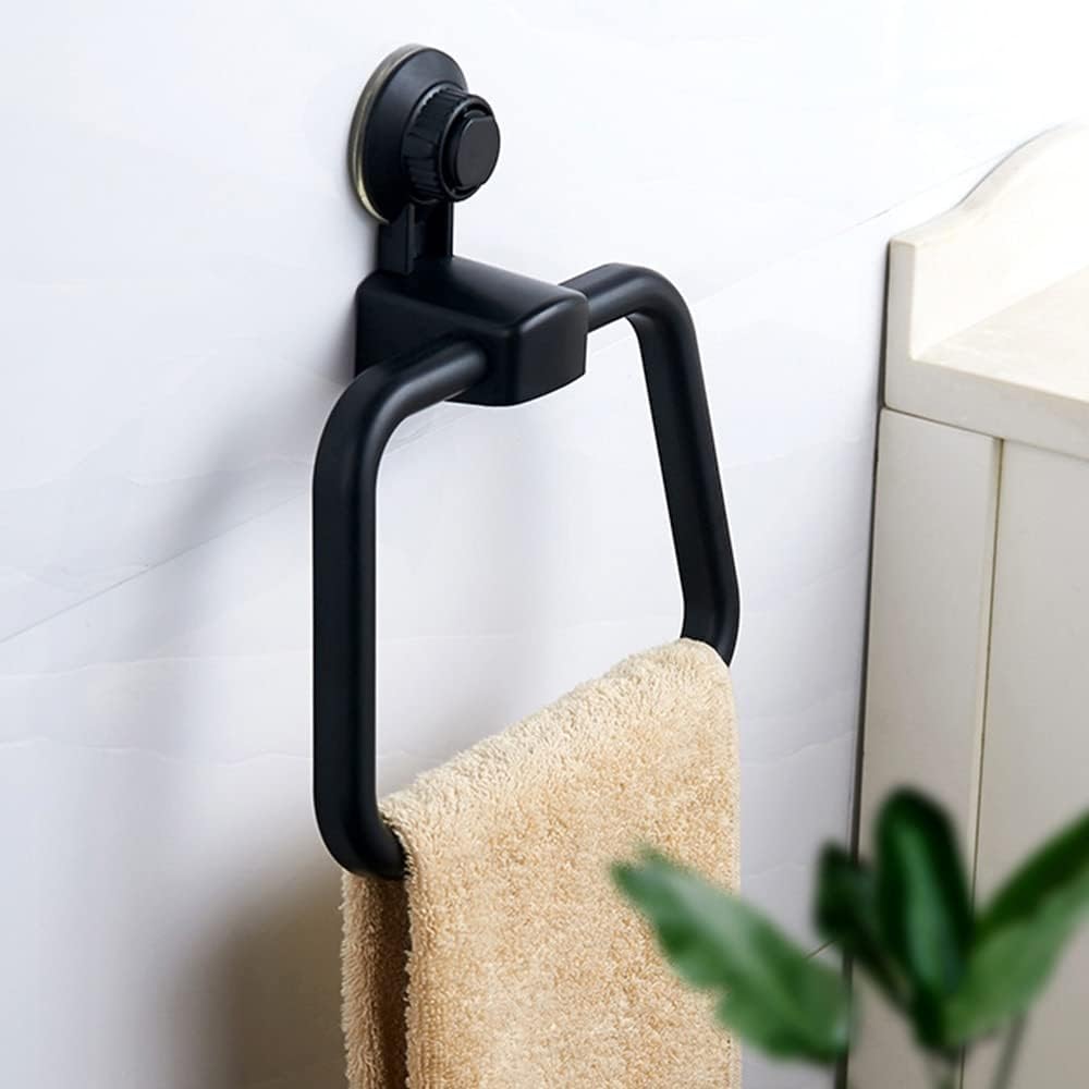 LSLYTQ Reusable Vacuum Strong Suction Cup Towel Ring, Kitchen Punch Towel Hook Storage Shelf, Bathroom Towel Holder Sticker