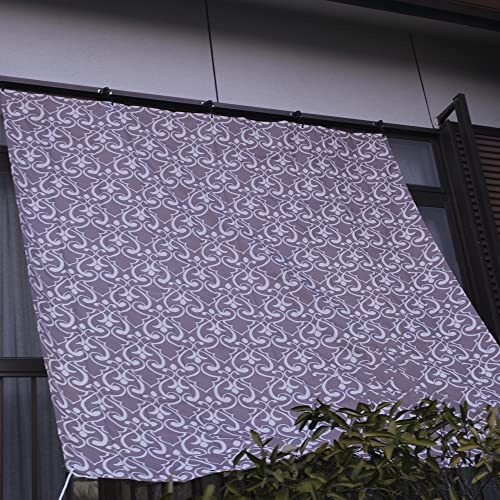 水勘製簾所 日よけ シェード バルコニー ベランダ 目隠し 幅約200×長さ約200㎝ オーナメント柄 ブラウン PUコーティング加工 紫外線カット