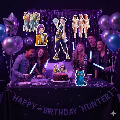 Image of Wanna Party Kpop Demon Hunters Birthday Decoration- Pack of 5 Theme Party Cutouts for Kpop Party Supplies
