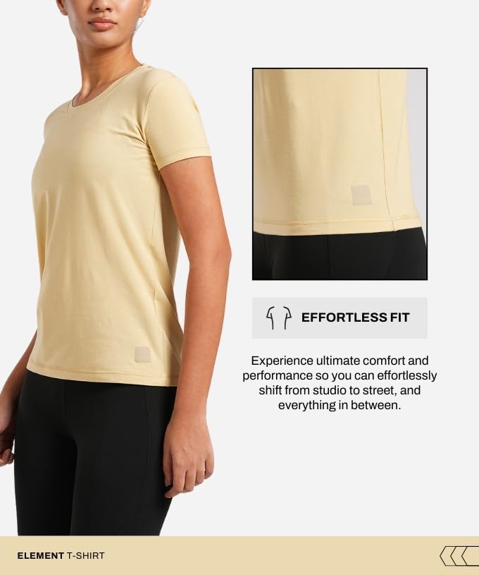 Image of TEGO Element Bamboo T-Shirt for Women | 66% Bamboo 28% Cotton 6% Elastane | Ultra Soft, Naturally Odour Resistant, Slim Fit Tee for Casual Wear, Yoga & Lifting