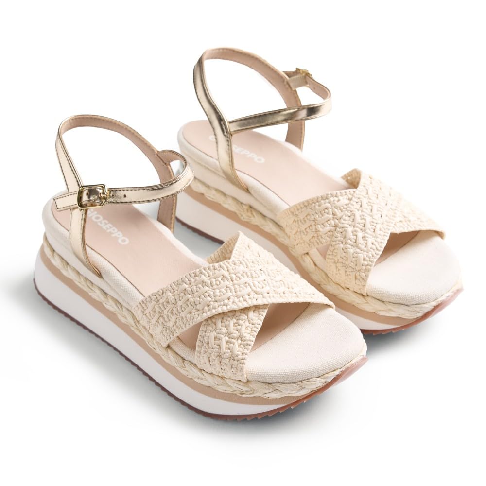 GIOSEPPO TREVELIN, Women's T-Strap, Off-White, 37 EU