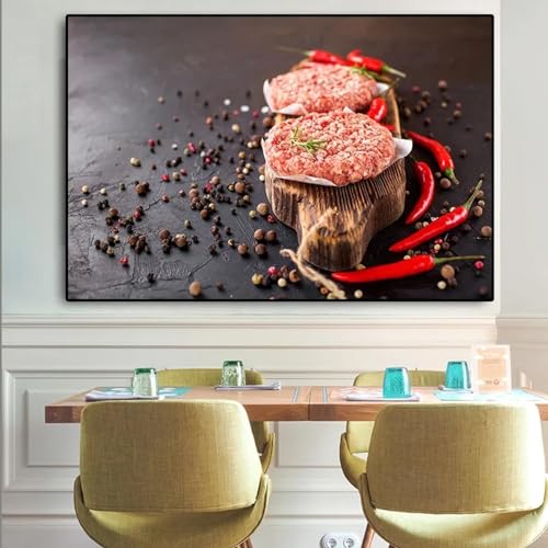 Affiche cuisine grains et épices toile murale moderne sans cadre 60x80 cm
