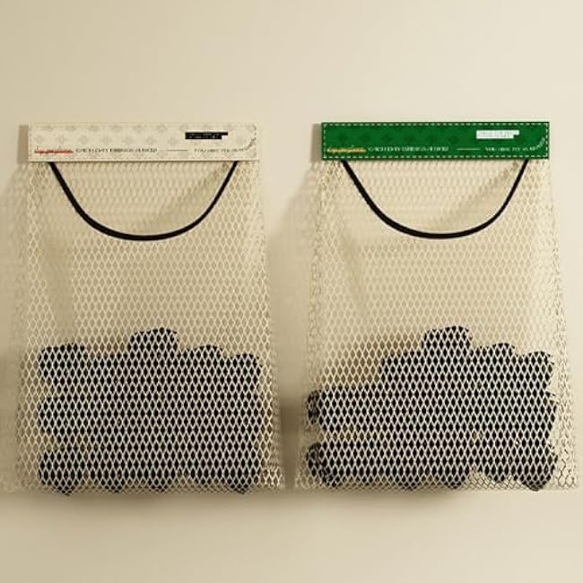 XISAOK Efficient Wall Mount Grocery Bag Washable Garbage Bags Mesh Storage Bags Mounted Kitchen Grocery Mesh Bag Holder