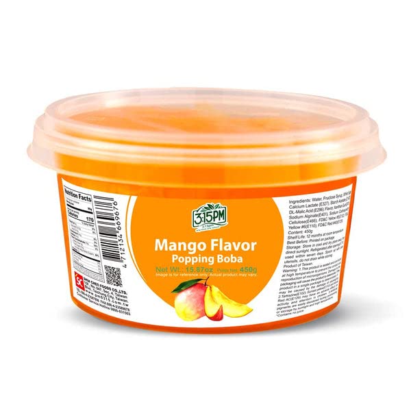 315PM POPPING BOBA Perlas de jugo de frutas para té de burbujas (15.87 oz) sabor mango