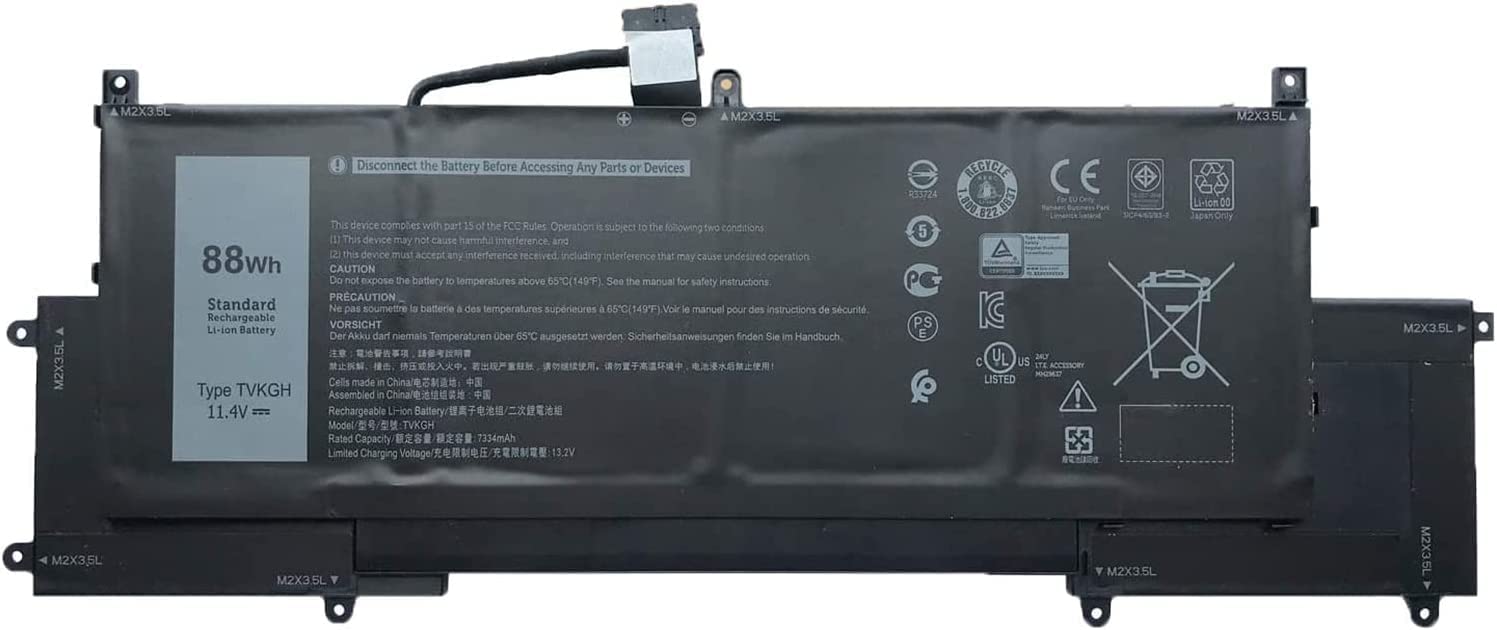 TVKGH 089GNG N7HT0 0HYMNG bateria do laptopa kompatybilna z DELL Latitude 9510 2-in-1 Series (11,4 V 88Wh)