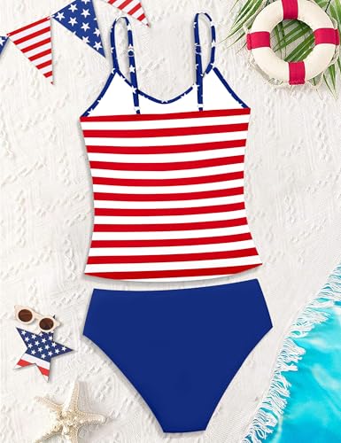Image of Girls Swimsuit 2 Piece Bathing Suit Criss Cross Ruched Girl Tankini Sets Printed Girls' Swimwear for 9-18 Years