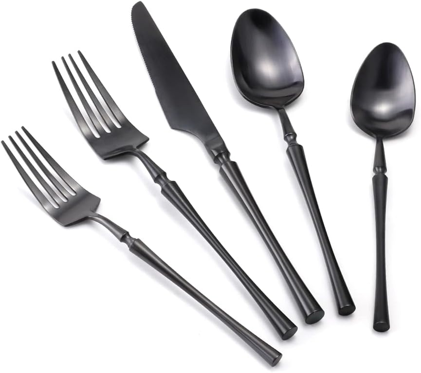 JINTUO Silverware Set Black Flatware Set 18/10 Stainless