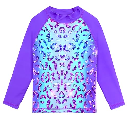 Image of TFJH E Girls Two Piece Swimsuit Long Sleeve Rash Guard Ages 3-12 | UPF 50+ sun protection, breathable , lightweight long sleeve swimsuit, full coverage, pool beach vacation, water park