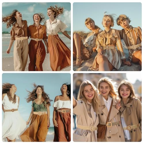 Woven Straw Belts for Women, Camel D Shape Buckle Belt for Dresses for Girls Wife Mom and Daughter, Fashion Gift for Birthday Christmas Mother's Day4