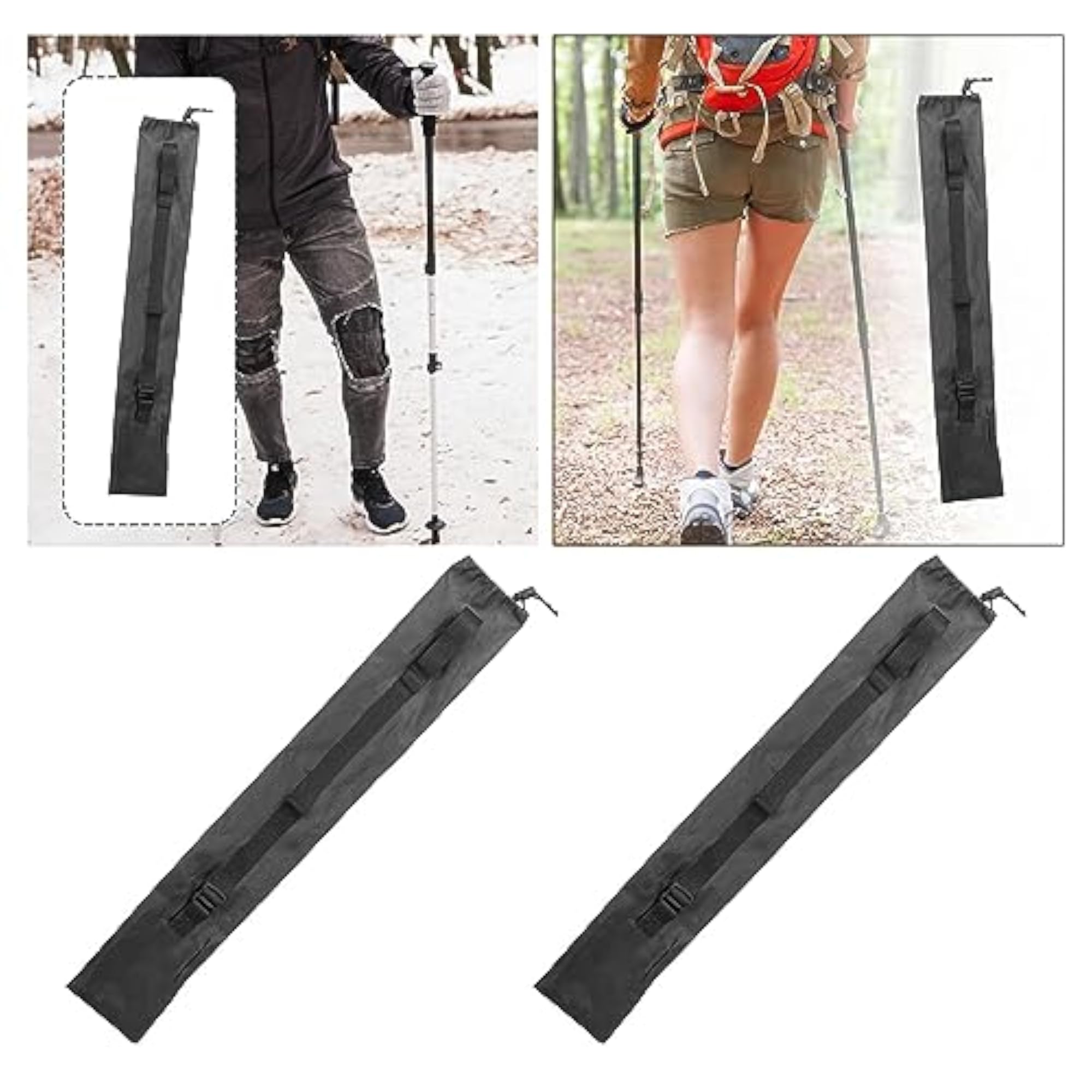 2x Trekking Pole Carrying Bag with Drawstring Closure