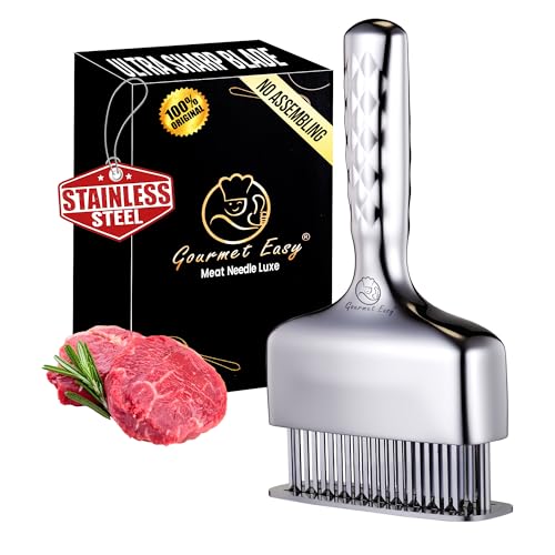 Meat Tenderizer Tool, Stainless Steel Blade Tenderizer for Meat – Extra Long Handle, Rustproof One-Piece Meat Tenderizer Mallet & Hammer, Steak Cooking Accessories, No Assembly Needed, 5-Year Warranty