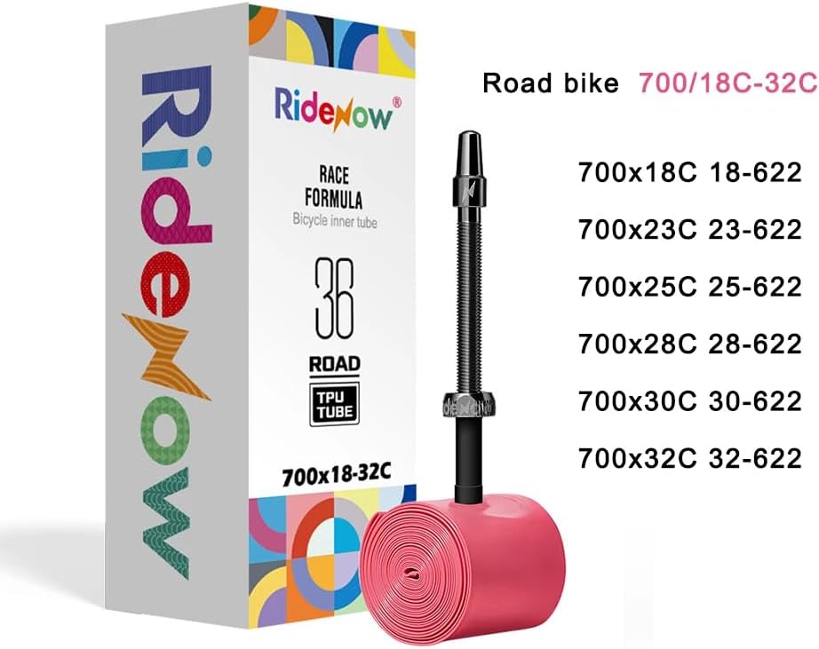 2/4 Pack Ridenow TPU Tubes 700x18-32c Inner Tubes, 45/65/85mm Metal Presta Valve with Removable Core