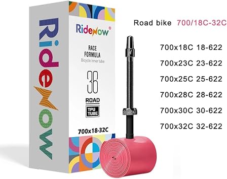 2 Pack Ridenow TPU Tubes 700x18-32C/32-47C with Metal Presta Valve, Removable Valve Core