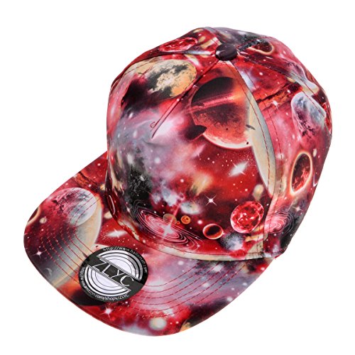 ZLYC Casquette de baseball réglable avec visière et motif galaxie, ciel étoilé - Rouge -