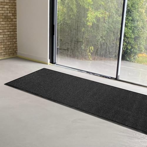 Image of MaxMat Commercial Floor Mat - Heavy Duty, Large Sizes, Indoor /Outdoor, Waterproof, Low-Profile, Easy to Clean Doormat (6 x 2 Feet, Black, MXM-RIB0026BK)