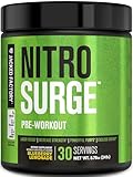 Jacked Factory NITROSURGE Pre Workout Supplement - Endless Energy, Instant Strength Gains, Clear Focus, Intense Pumps - NO Booster, Powerful Preworkout Energy Powder - 30 Servings, Blueberry Lemonade