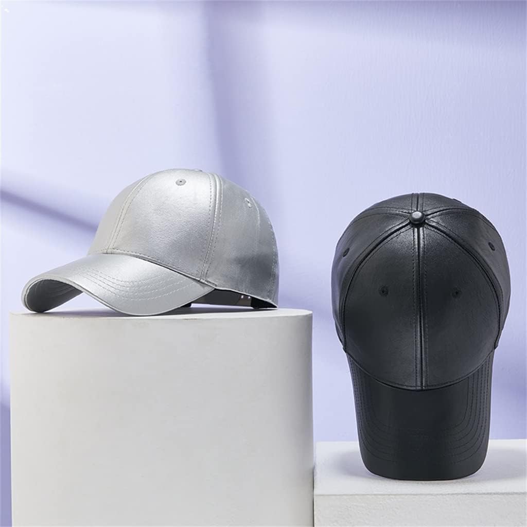 PU Leather Hat Casual Sunshade Short Brim Equestrian Cap Baseball Men and Women