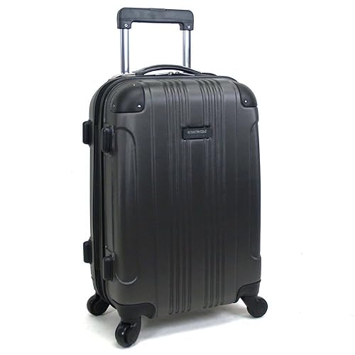 Kenneth Cole REACTION Out of Bounds Lightweight Hardshell 4-Wheel Spinner Luggage, Charcoal, 20-Inch Carry On