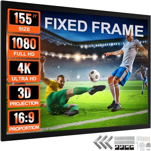 Image of VEVOR Projector Screen 155inch Outdoor Projector Screen 16:9 Movie Screen Fixed Frame 3D Projector Screen for 4K HDTV Movie Theater