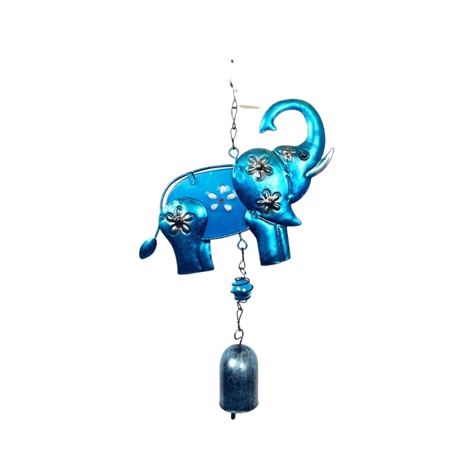 Wind Chimes Outdoor Cute Blue Elephant Bell Wind Chime Gentle Style Indoor Wall Outdoor Courtyard Terrace Porch Hanging Decoration(Up Head)