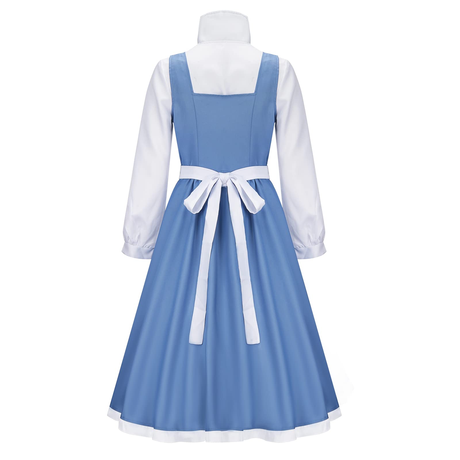 Belle Princess Dress Up für Damen Kostüm Maid Outfit mit Schleife Halloween Cosplay Anzug Zubehör