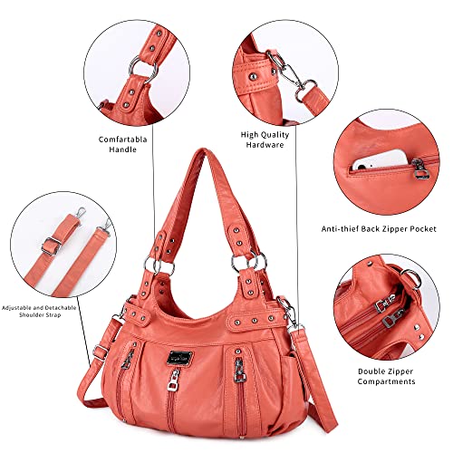 Image of Angel Kiss Large Purses and Handbags for Women Washed Faux Leather Crossbody Hobo Satchel Shoulder Handbag Tote Purse