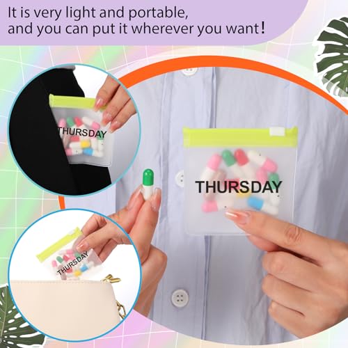 Image of Sherr 35 Pcs Pill Pouch Bags with Zipper Pill Pouch Set Travel Reusable Translucent Medicine Organizer Self Sealing Plastic Bag with Slide Lock for Storage(Elegant Colors,3 x 3 Inch,Week Style)