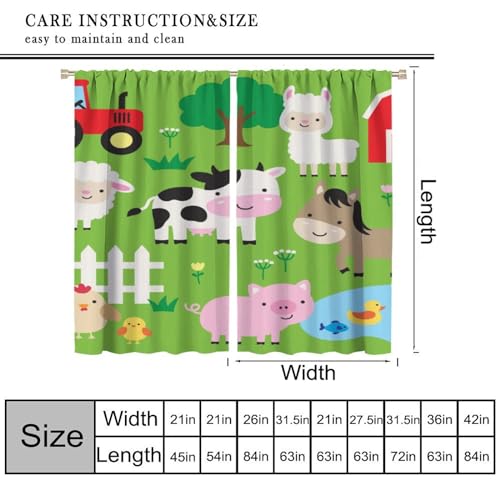Ddcbns KIDS BLACKOUT CURTAINS Cartoon Animal Curtains For Kids Girls Boys,Cute Farm Pig Horse Sheep Cow Print Window Treatments For Nursery Bedroom Baby Room Décor Drapes 2 Panel Sets Total Size 42 Inch X 45 Inch thumb #1