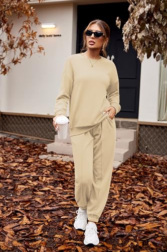 HOTOUCH Fleece Sweatsuit 2 Piece Outfit Winter Sherpa Lined Tracksuit Warm Up Suits Thick Sweatshirt and Sweatpants Sets2