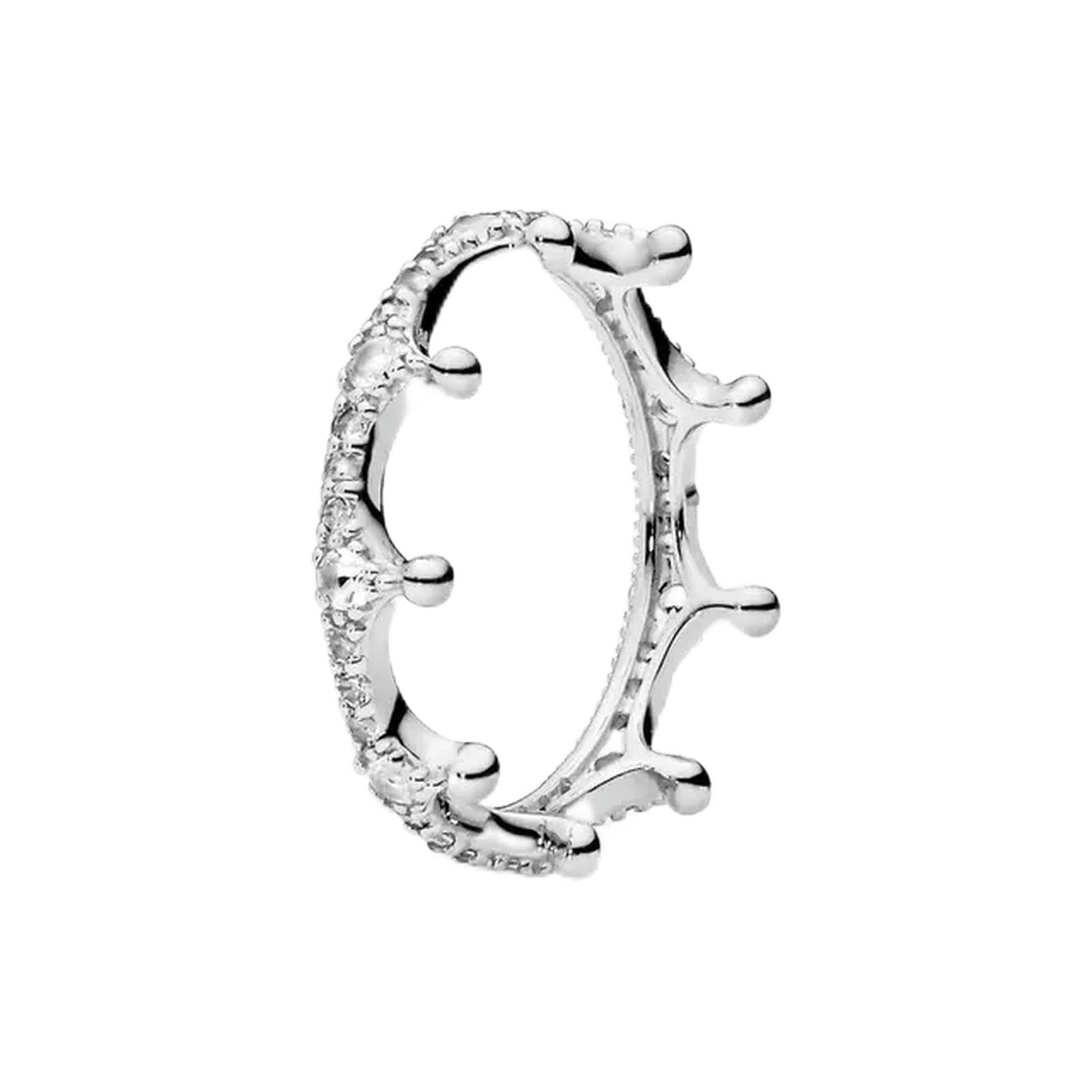 925 anillos de plata esterlina para mujer, corona Original, corazón, espoleta, compromiso, boda, anillo de cristal de oro rosa, joyería de lujo