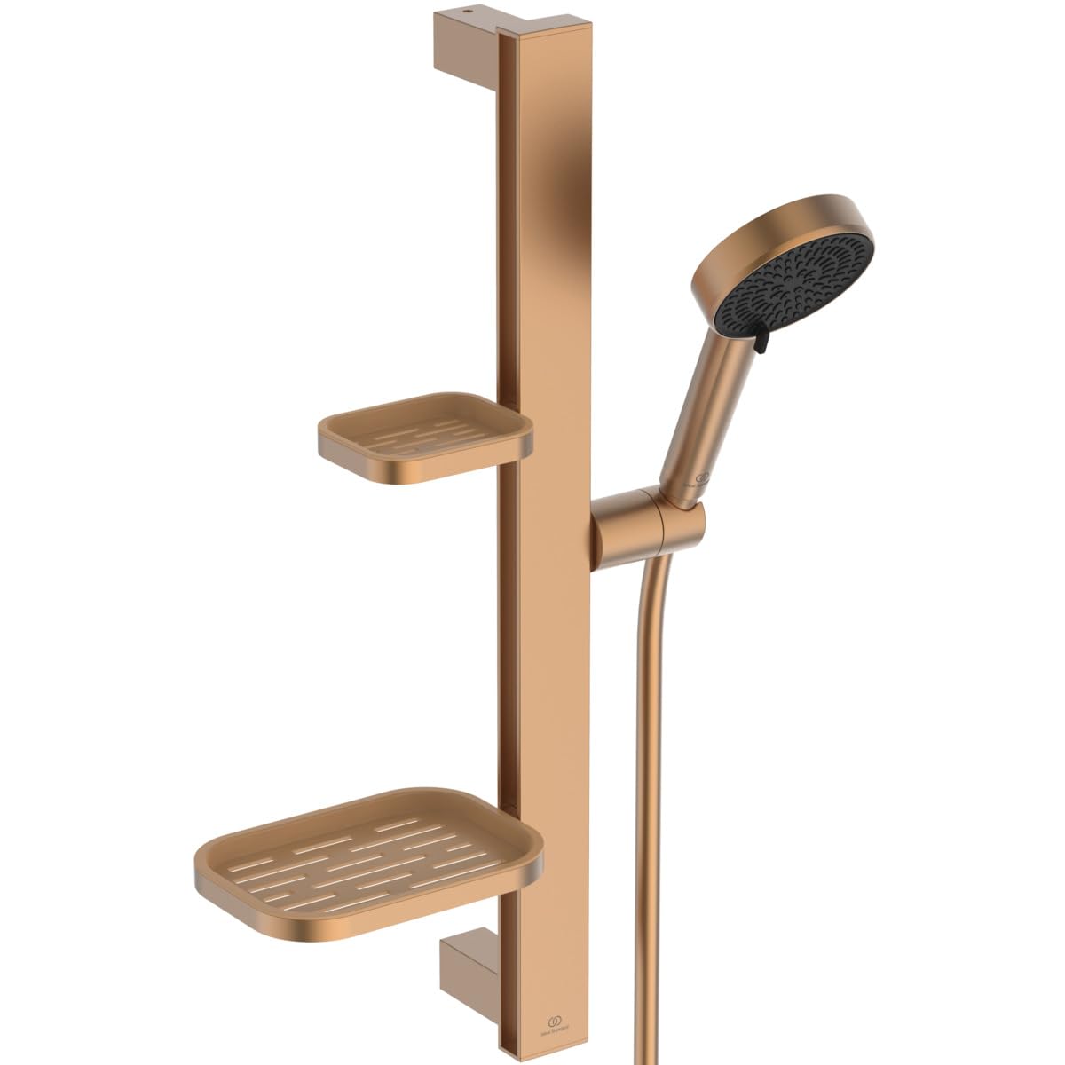 Ideal Standard Idealrain Alu+ Shower kit with Rail, Water-Saving Shower Head with Two Spray Types (Gentle Rain and Massage) and Adjustable Shelves – Bronze (349x157x600 mm)