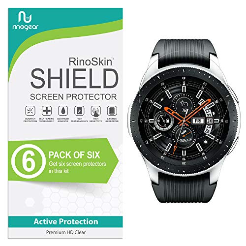 (6-Pack) RinoGear Screen Protector for Samsung Galaxy Watch 46mm, Gear S3 Frontier, Classic Case Friendly Galaxy Watch 46mm, Gear S3 Frontier, Classic Screen Protector Accessory Clear Film