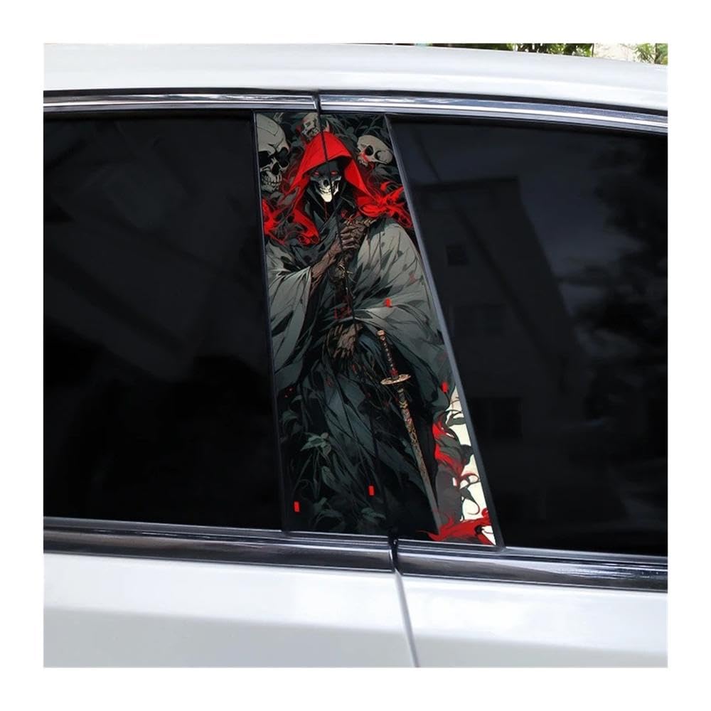 Bertdcx H Skull Knight Car B Pillar Sticker Diy Car Window Pillar Vinyl Waterproof Auto Parts(H)