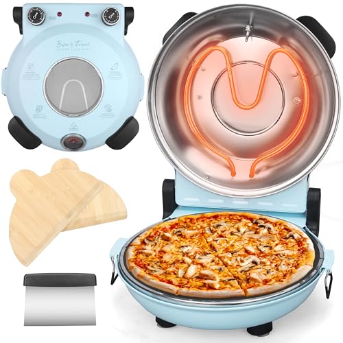 Comparison: Best Oven For Bakers 9 Baker's Friend Electric Pizza Oven Indoor Countertop, 12 Inch Maker Machine for Home, Cooker & Grill, Premium Glazed Ceramic Stone Oven, Pale Blue