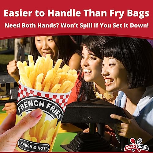 Durable Greaseproof Paper French Fries Cups 100 Pk. Handheld Size, Sturdy Red Checkered Fry Containers Hold 12 oz of Food! Great for Movie Nights, Party Meals, Carnival Snacks and Food Trucks! - Thumbnail 4