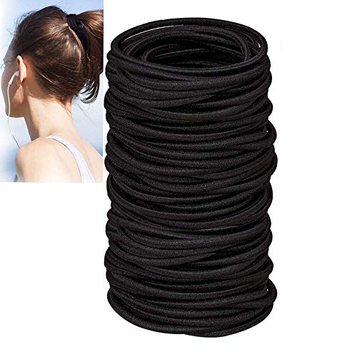 120 pcs Black Hair Elastic Ties for Thick and Curly No Metal Hair Ties for Men Value Pack Hair Elastics for Women Girls (3mm)