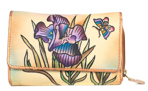 Preisvergleich Produktbild Zimbelmann Iris-Maria Damen Geldbeutel aus echtem Nappa-Leder - handbemalt